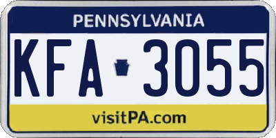 PA license plate KFA3055