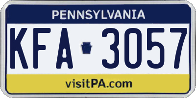 PA license plate KFA3057