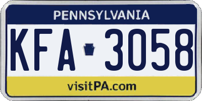 PA license plate KFA3058