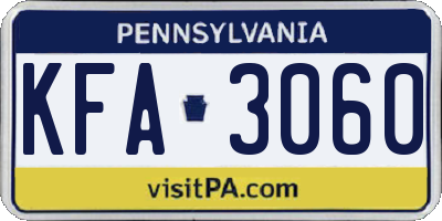 PA license plate KFA3060