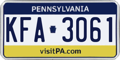 PA license plate KFA3061