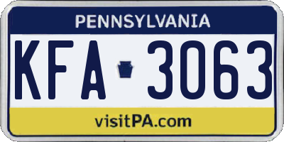 PA license plate KFA3063