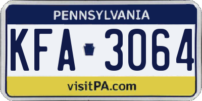 PA license plate KFA3064