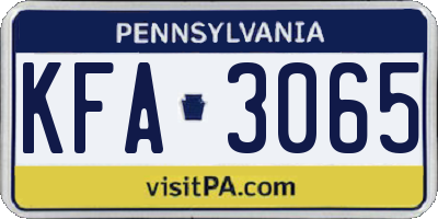 PA license plate KFA3065