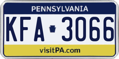 PA license plate KFA3066