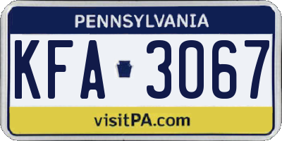 PA license plate KFA3067