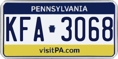 PA license plate KFA3068