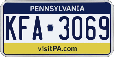 PA license plate KFA3069