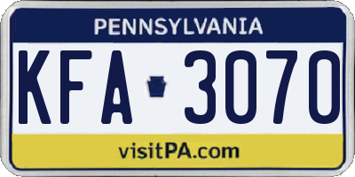 PA license plate KFA3070