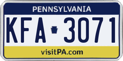 PA license plate KFA3071