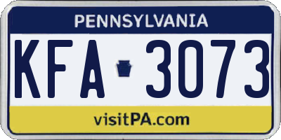 PA license plate KFA3073