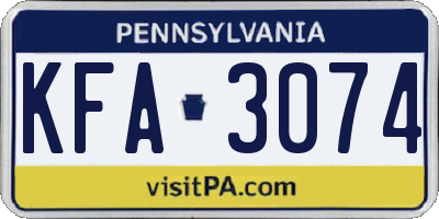 PA license plate KFA3074