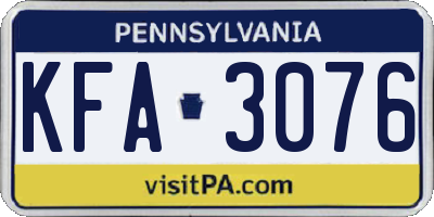 PA license plate KFA3076