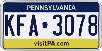 PA license plate KFA3078