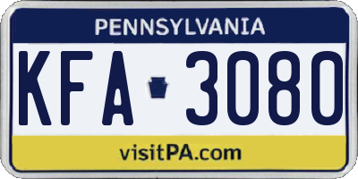 PA license plate KFA3080