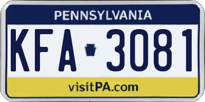 PA license plate KFA3081