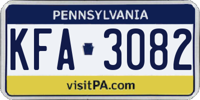 PA license plate KFA3082