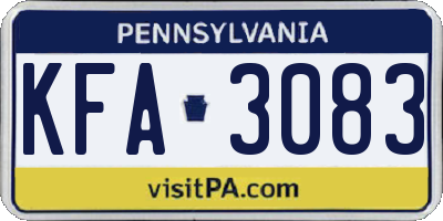 PA license plate KFA3083