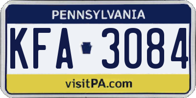 PA license plate KFA3084