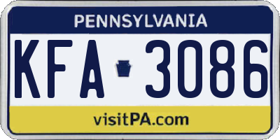 PA license plate KFA3086