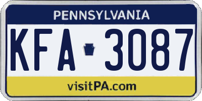 PA license plate KFA3087