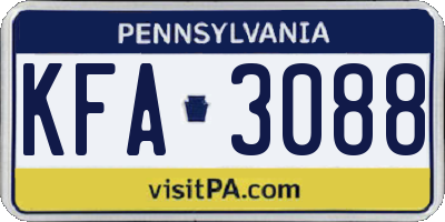 PA license plate KFA3088
