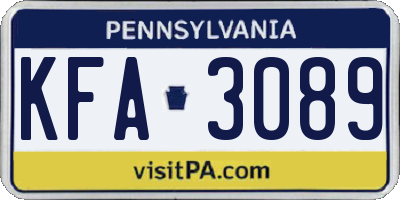PA license plate KFA3089