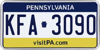 PA license plate KFA3090