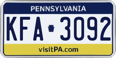 PA license plate KFA3092