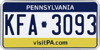 PA license plate KFA3093
