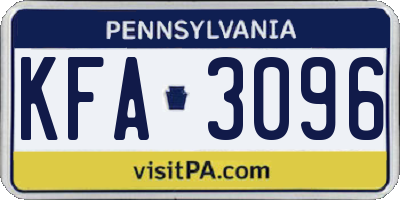 PA license plate KFA3096