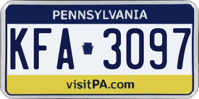 PA license plate KFA3097