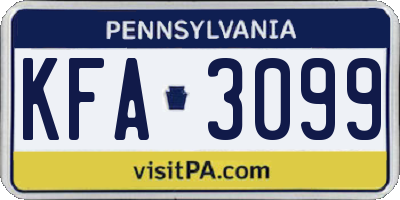 PA license plate KFA3099