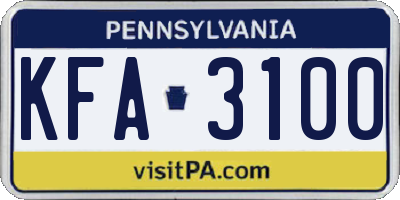 PA license plate KFA3100