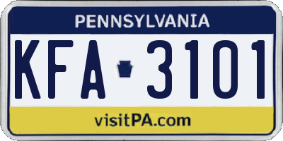 PA license plate KFA3101