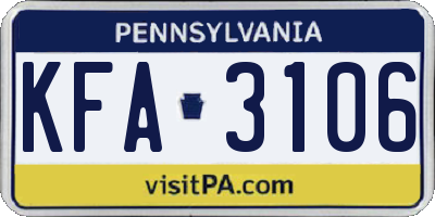 PA license plate KFA3106