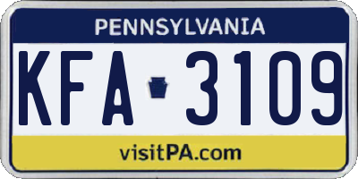 PA license plate KFA3109
