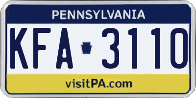 PA license plate KFA3110