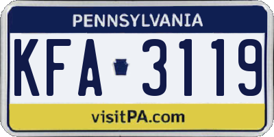PA license plate KFA3119