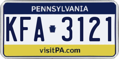 PA license plate KFA3121
