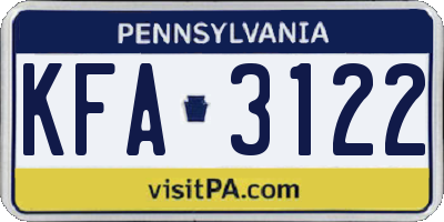 PA license plate KFA3122