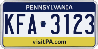 PA license plate KFA3123