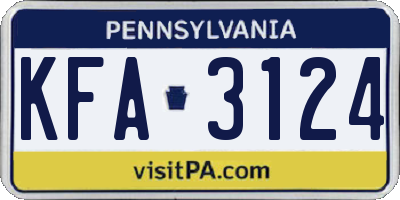 PA license plate KFA3124