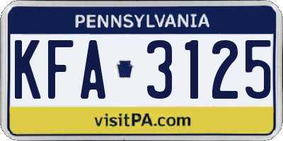 PA license plate KFA3125