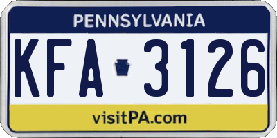 PA license plate KFA3126