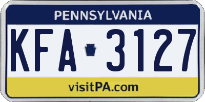 PA license plate KFA3127