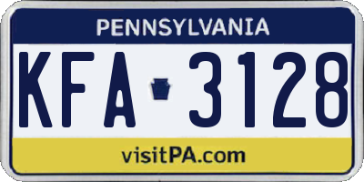 PA license plate KFA3128