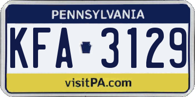 PA license plate KFA3129