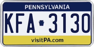 PA license plate KFA3130