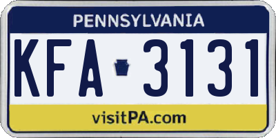 PA license plate KFA3131